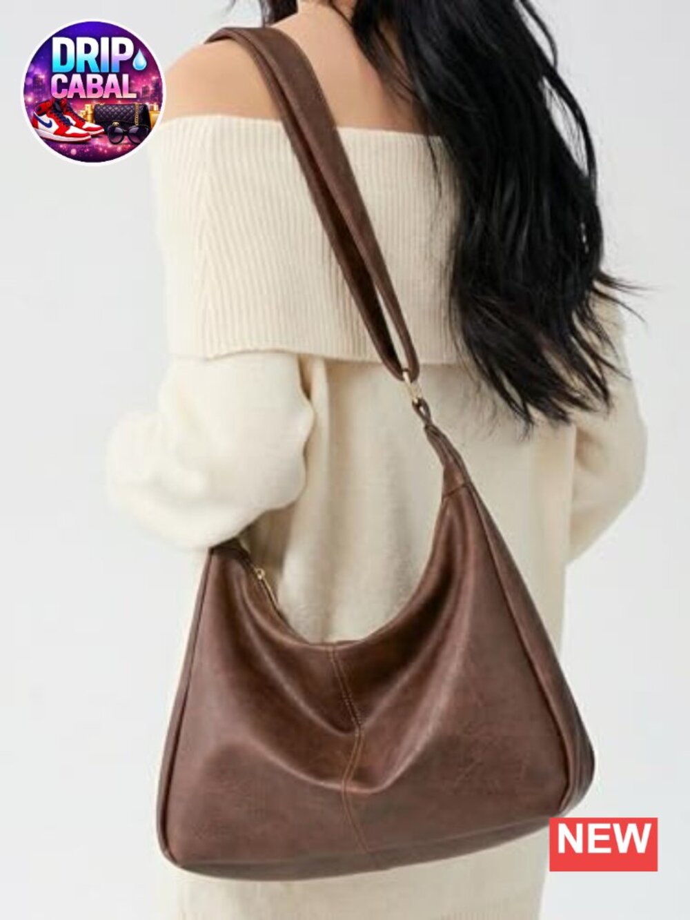 Women's Soft Vegan Leather Slouchy Hobo Shoulder Bag Crossbody - Picture 2 of 6